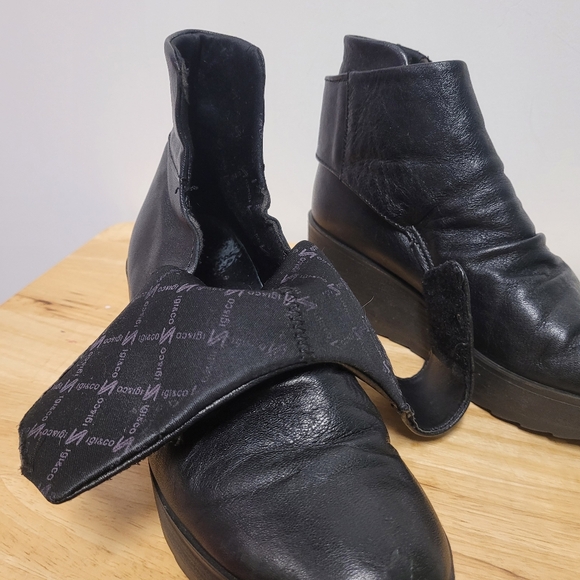 IGI & CO Dressy Black Leather Platform Ankle Boots Shoes (ITALY) Size 7.5 / 38 - Picture 9 of 13